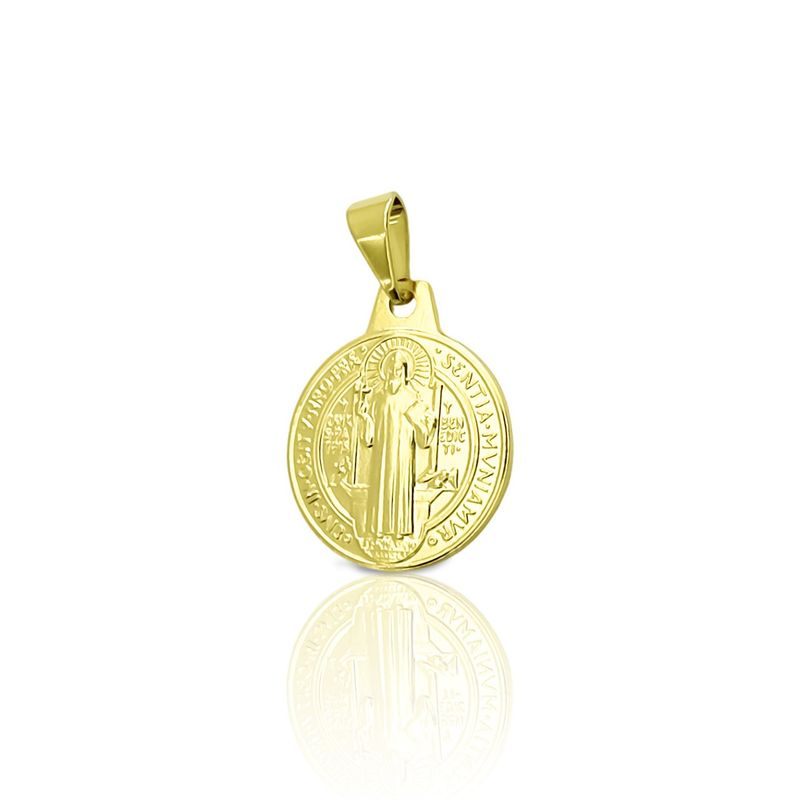 ANDREA COGGIOLA JOYAS - Colgante Medalla San Benito 15mm Enchapado Oro 18K