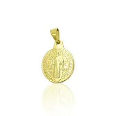 ANDREA COGGIOLA JOYAS - Colgante Medalla San Benito 15mm Enchapado Oro 18K
