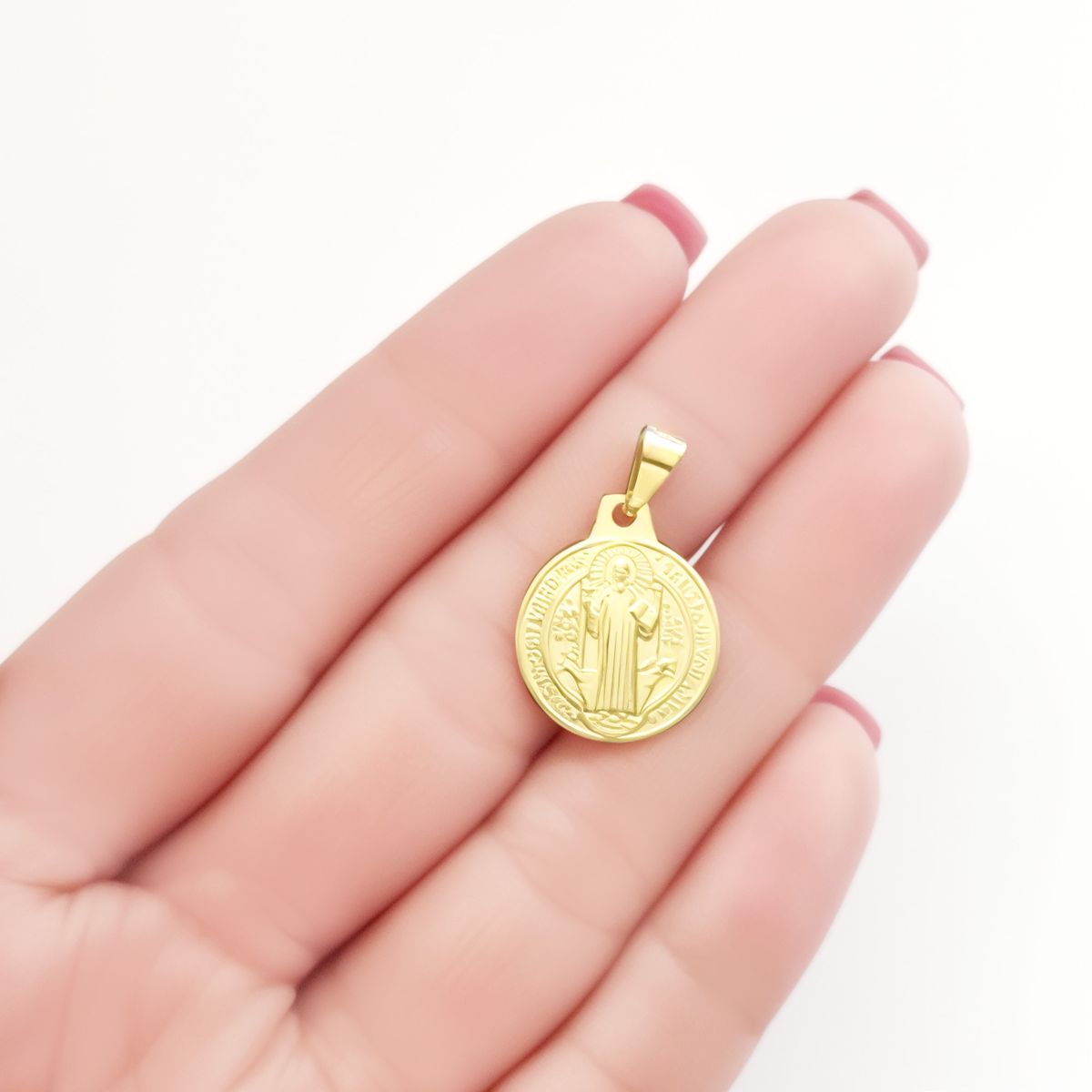 COGGIOLA - Colgante Medalla San Benito 15mm Enchapado Oro 18K