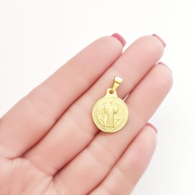 Imagen 2 del producto Colgante Medalla San Benito 15mm Enchapado Oro 18K
