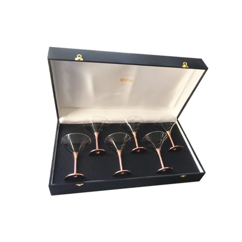PERFECT CLASS - Set 6 Copas de Martini Con Pie de Cobre