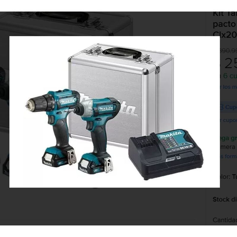 MAKITA - Kit Taladro + Atornillador Impacto + Maleta Makita Clx201sax