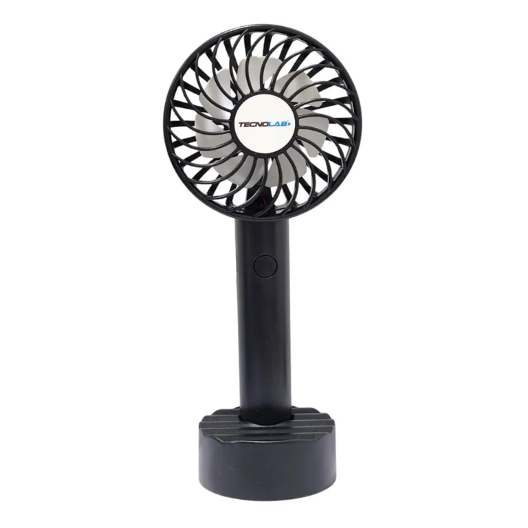 TECNOLAB Ventilador Recargable Portátil Con Soporte Negro TL672BK