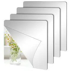 GENERICO - Pack 4 Vinilo Espejo Adhesivo Cuadrado Decorativo 40x40 Cm