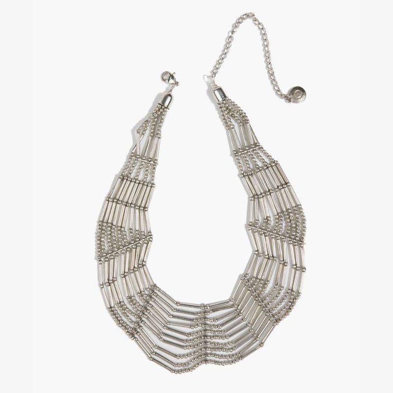 LOUNGE - Collar Mujer Choker Babero Plateado