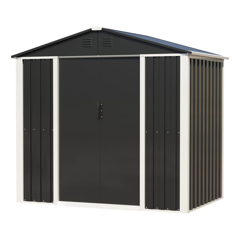 JARDIMEX - Bodega Cobertizo Exterior Contenedor Metalico 195x123x183 Color Negro