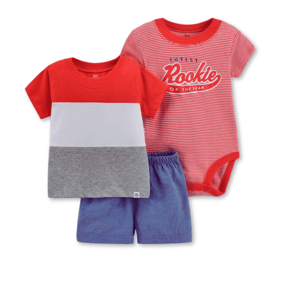 JUMP KIDS - Set 3 Piezas Conjunto con Body Bebé Niño 6 a 24 Meses Cutest Rookie