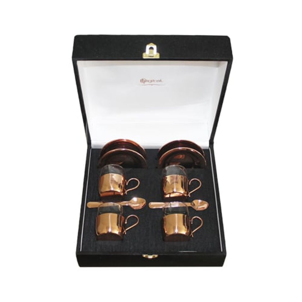 PERFECT CLASS - Set 4 Tazas Castillo Cobre para Cafe