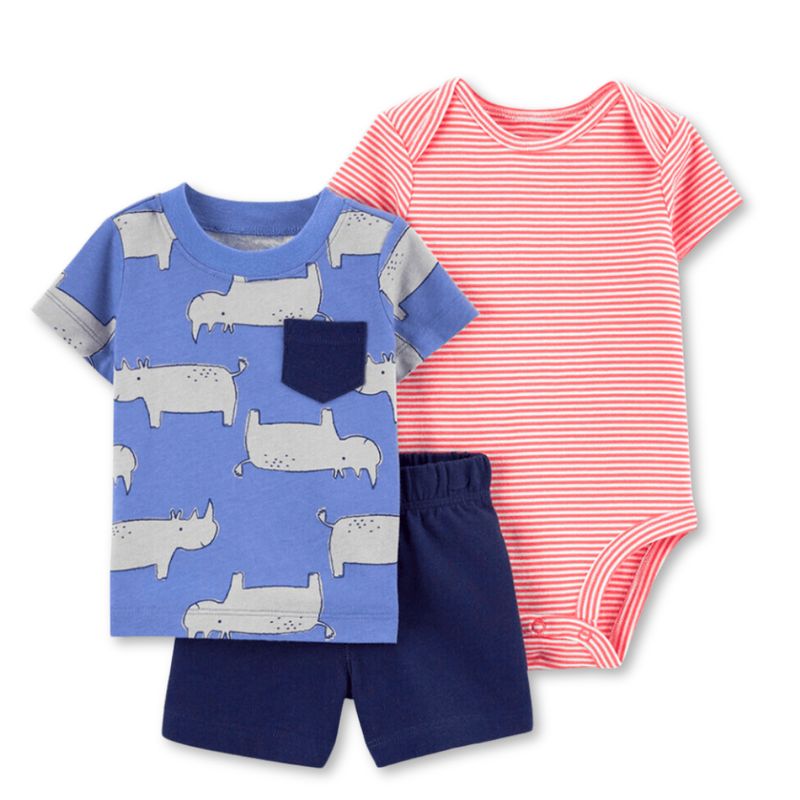 JUMP KIDS - Set 3 Piezas Conjunto con Body Bebé Niño 6 a 24 Meses Blue Rhino