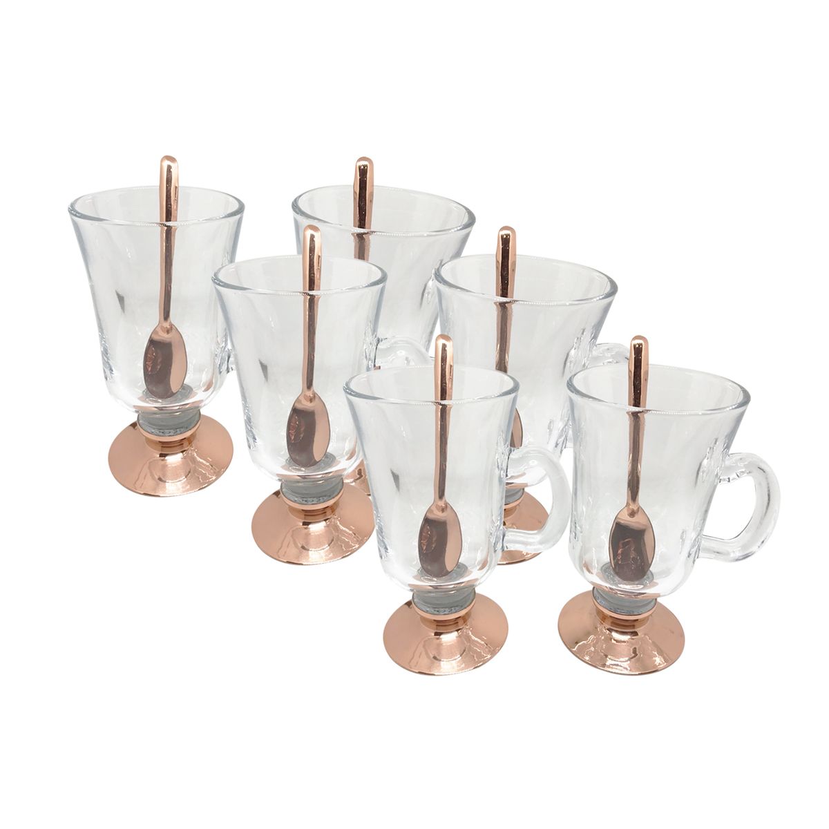 PERFECT CLASS - Set 6 Tazas de Cafe Capuchino Pie de Cobre 220cc