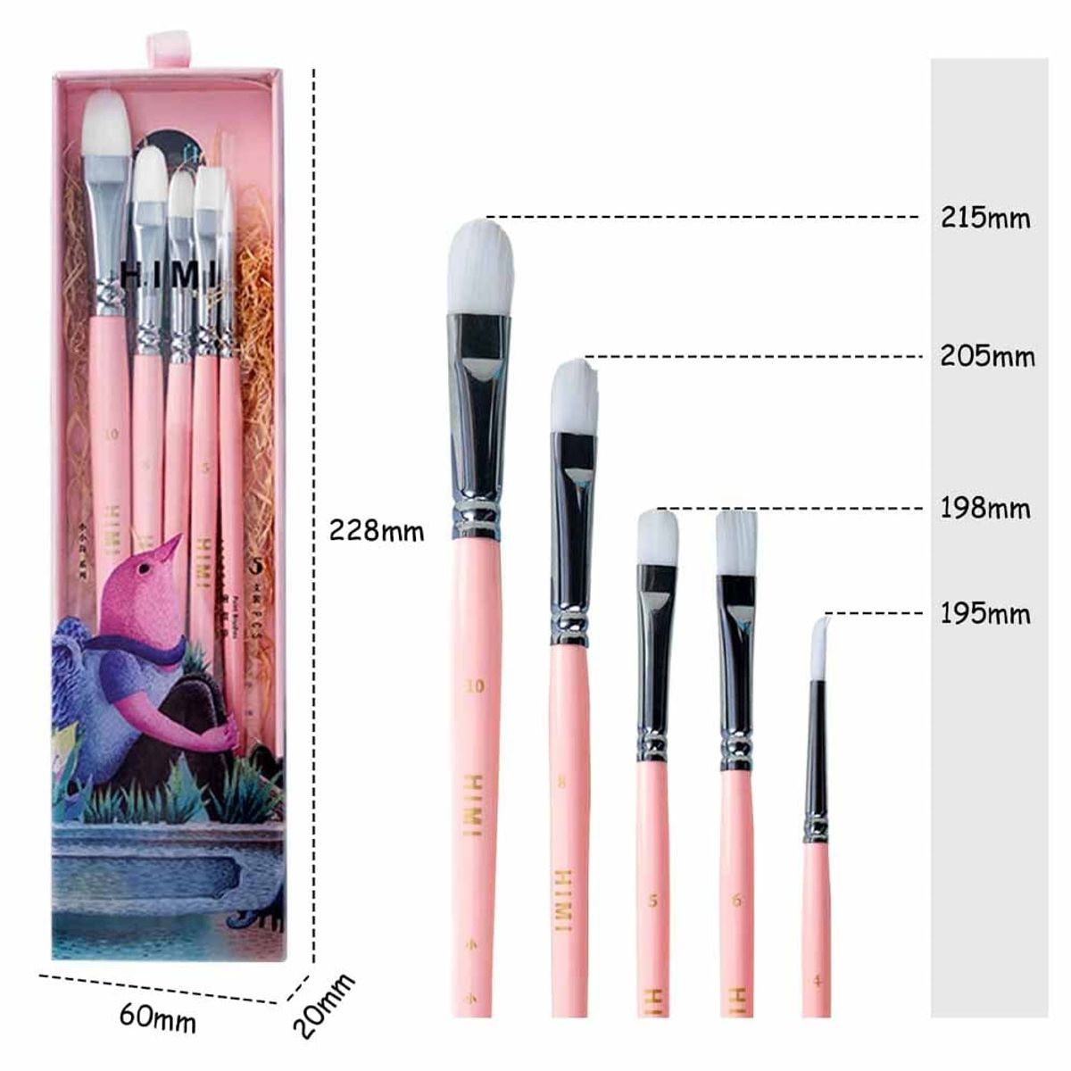 HIMI - Himi - Miya Little Bird Set De 5 Pinceles Rosado