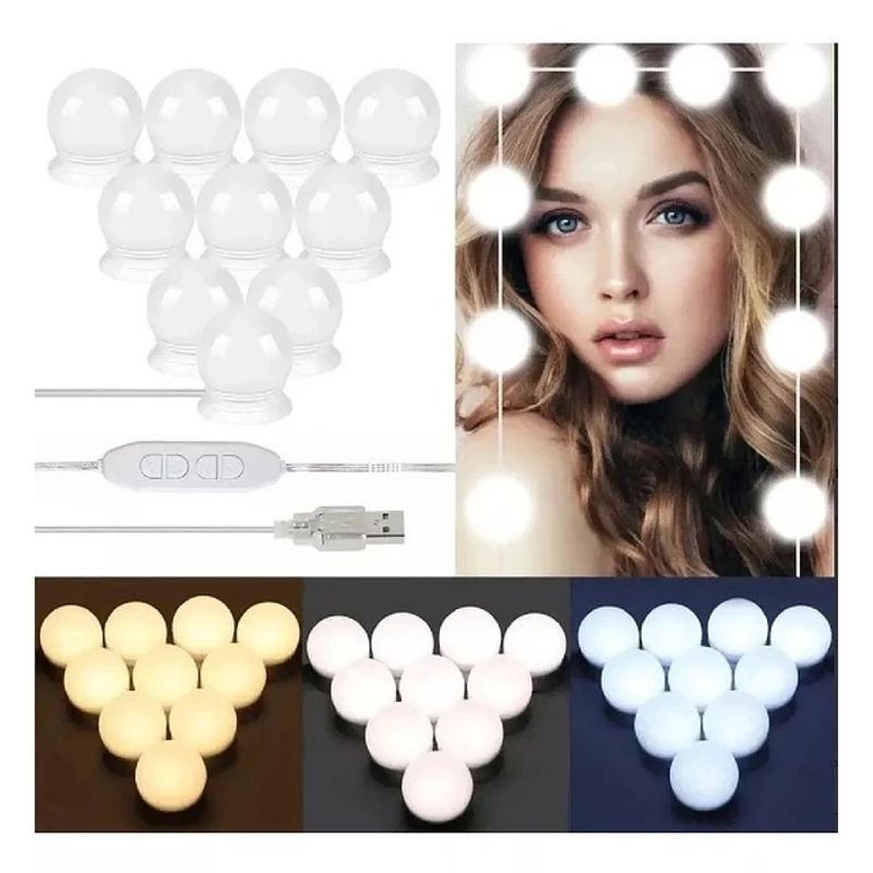 GENERICO - set 10 ampolleta Led para espejo 3 tonos de luz