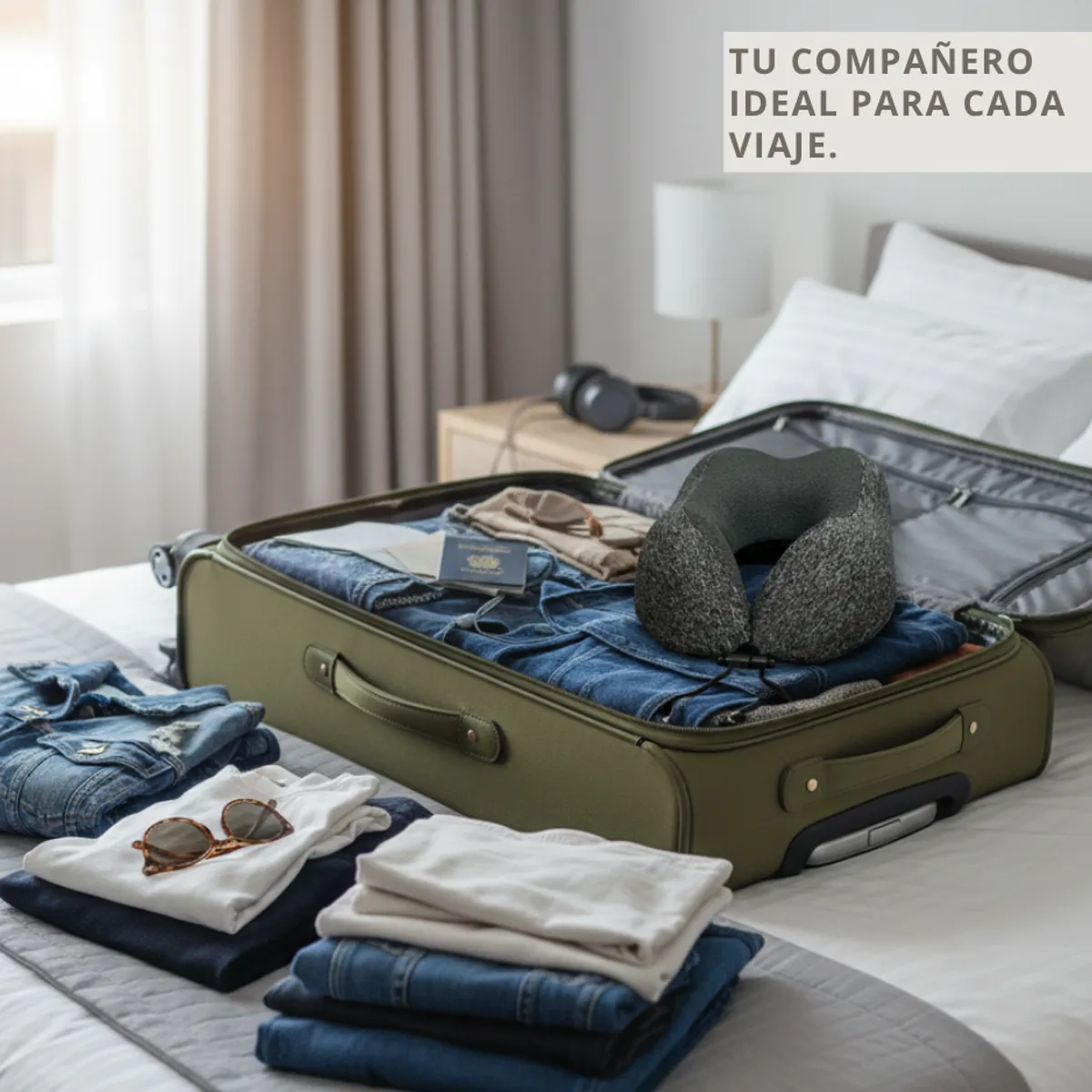 GENERICO - Almohada Viscoelastica Viaje Cuello Cojín Relajante Tapa Ojo