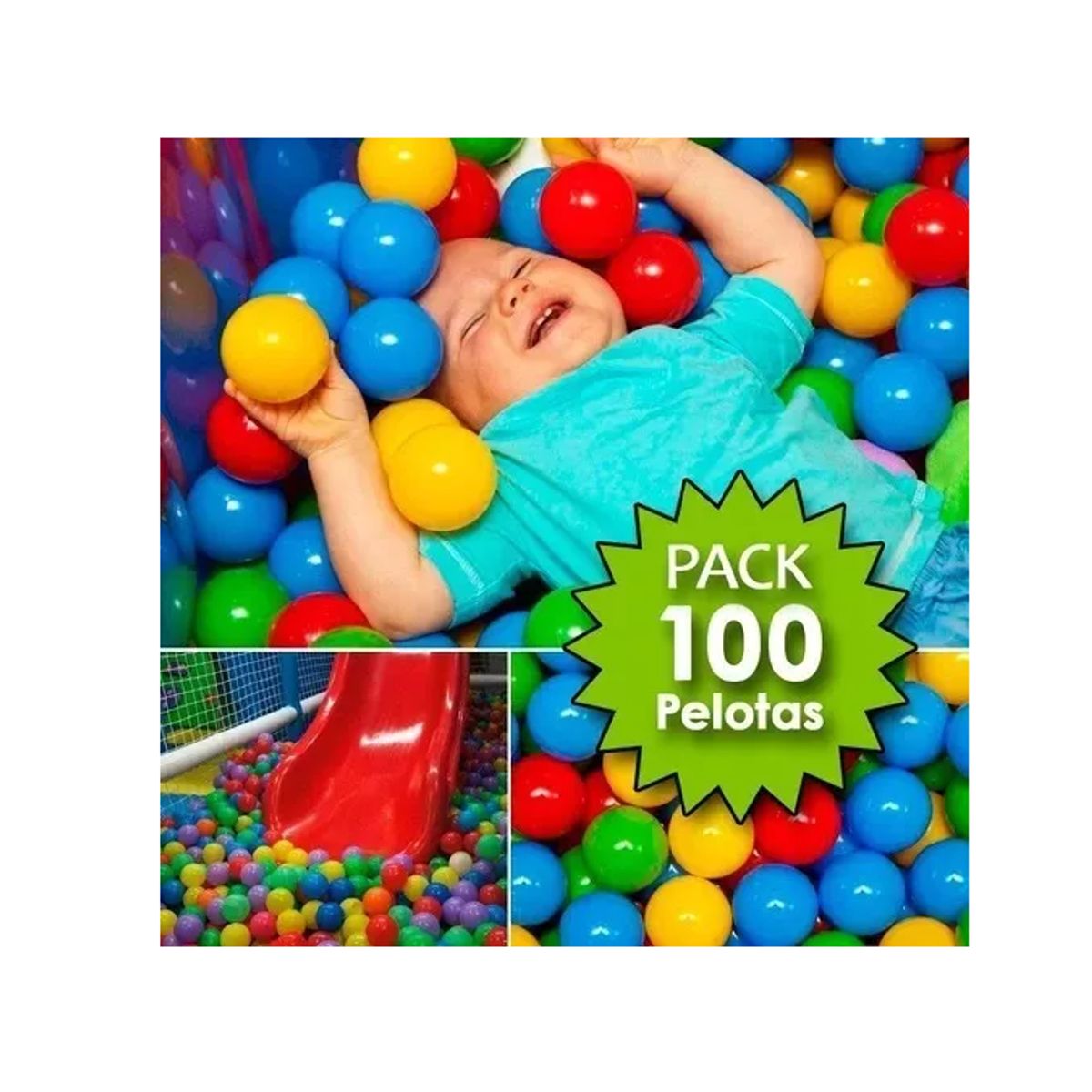 GENERICO - Pack 100 Pelotas Plásticas Para Piscina Colores Surtidos