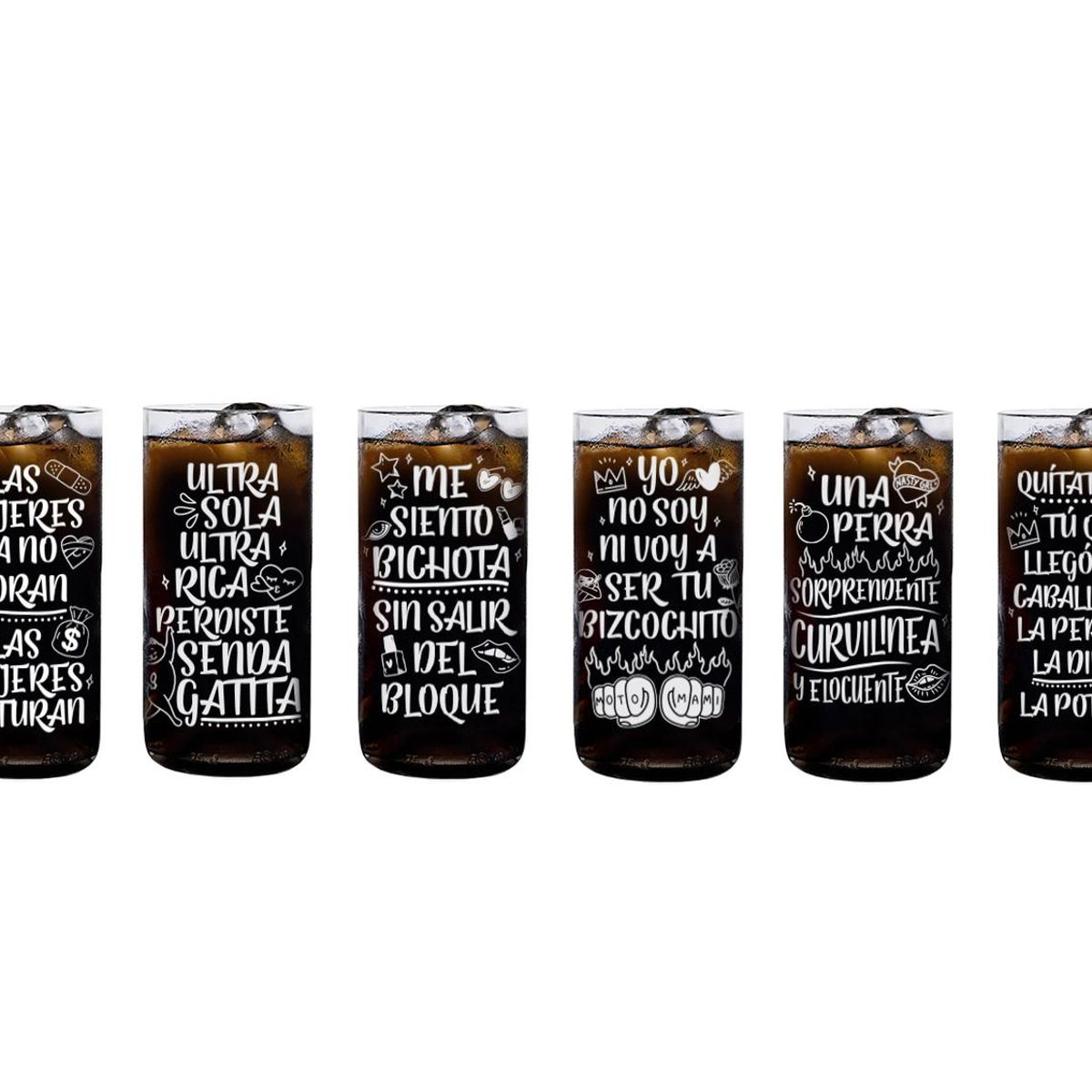 GREEN GLASS - DIVAS URBANAS - JUEGO DE 6 VASOS