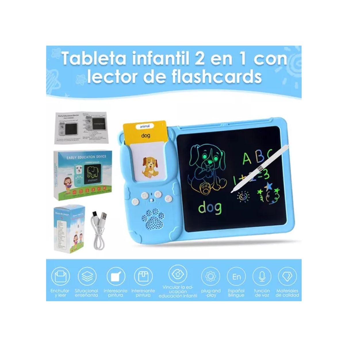 GENERICO - Computador Para Nninos Didactico Con 255 Tarjetas Español