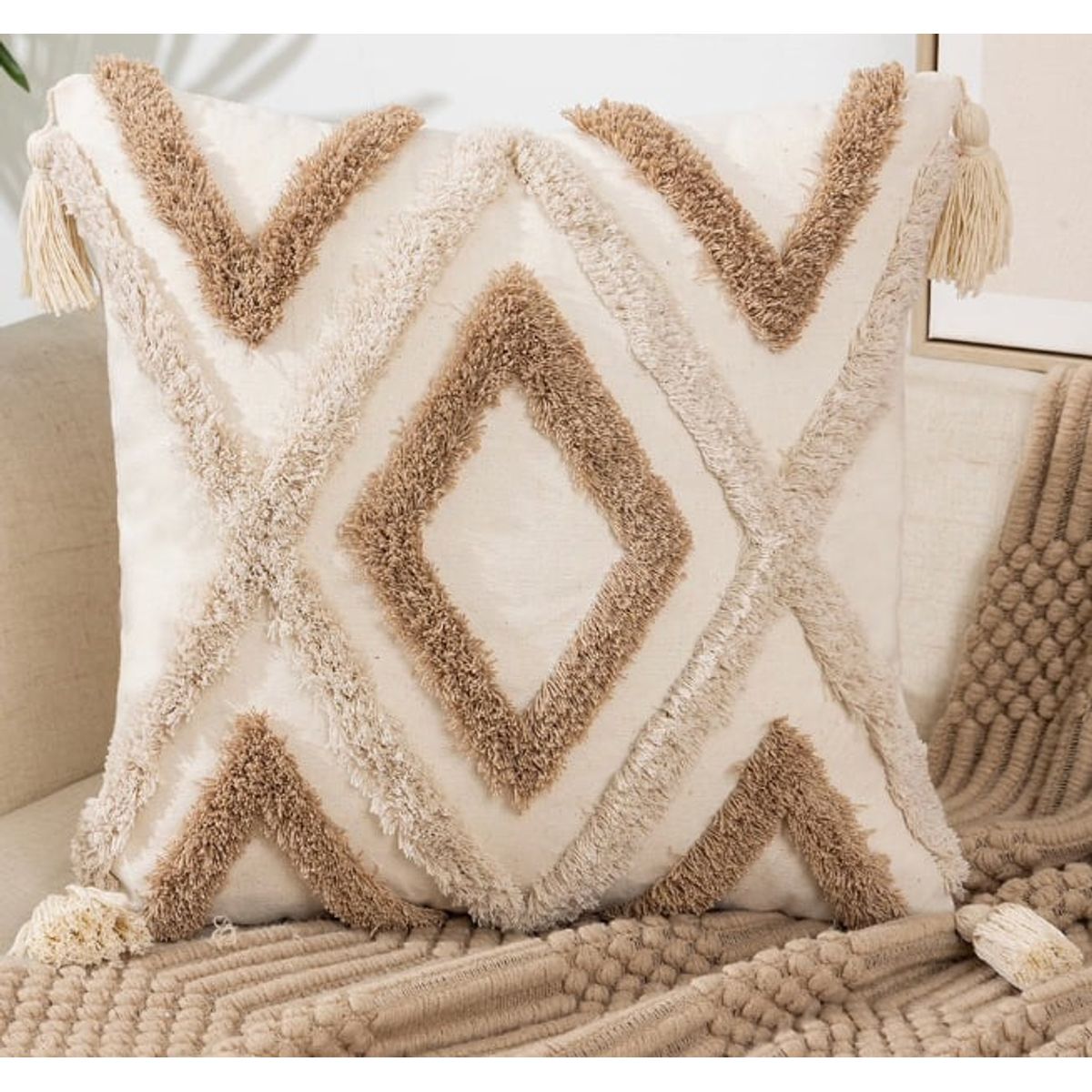 GENERICO - SET 4 FUNDA PARA COJIN MODELO BOHO 45X45