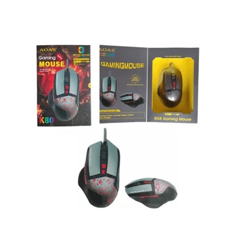 GENERICO - Mouse Gamer Aoas K80 Usb 1600 3200 Dpi Rgb