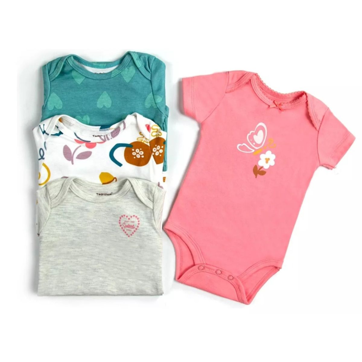 TEDMIMAK - Pack de 4 Bodies Mariposa bebe Niña