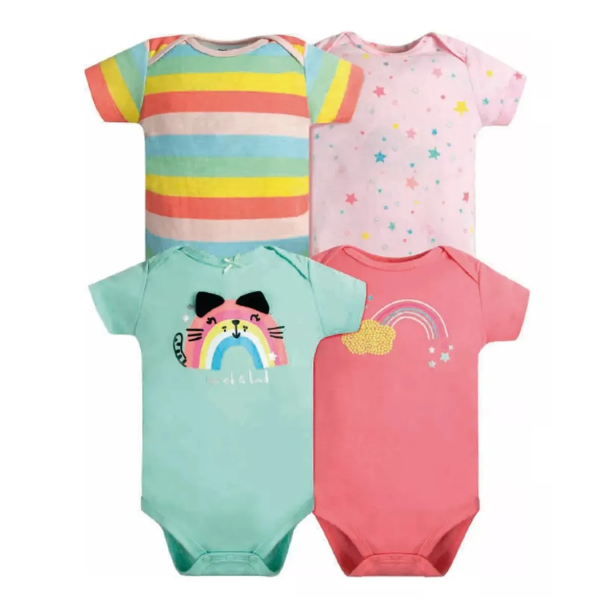 TEDMIMAK - Pack de 4 Bodies Arcoiris bebe Niña