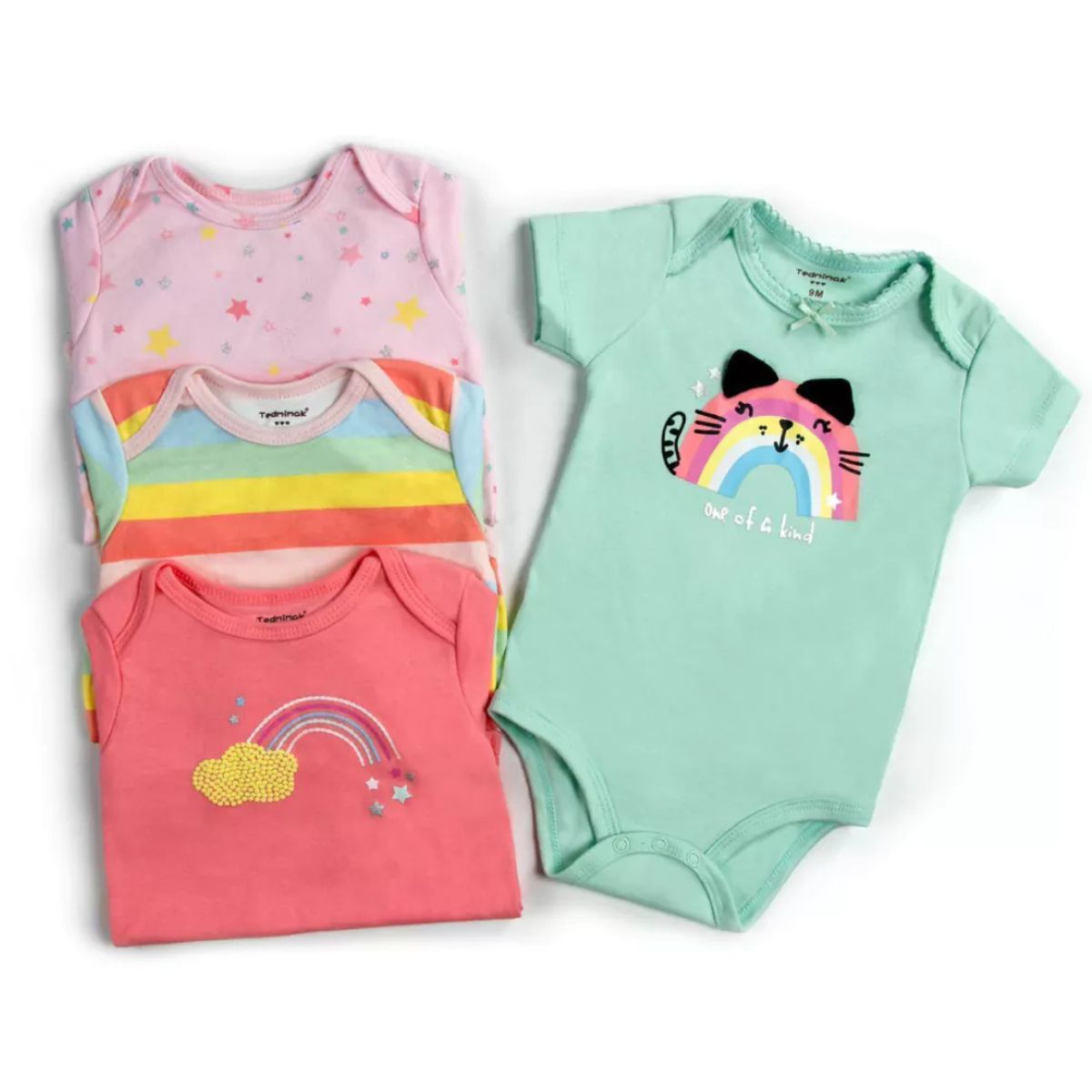 TEDMIMAK - Pack de 4 Bodies Arcoiris bebe Niña