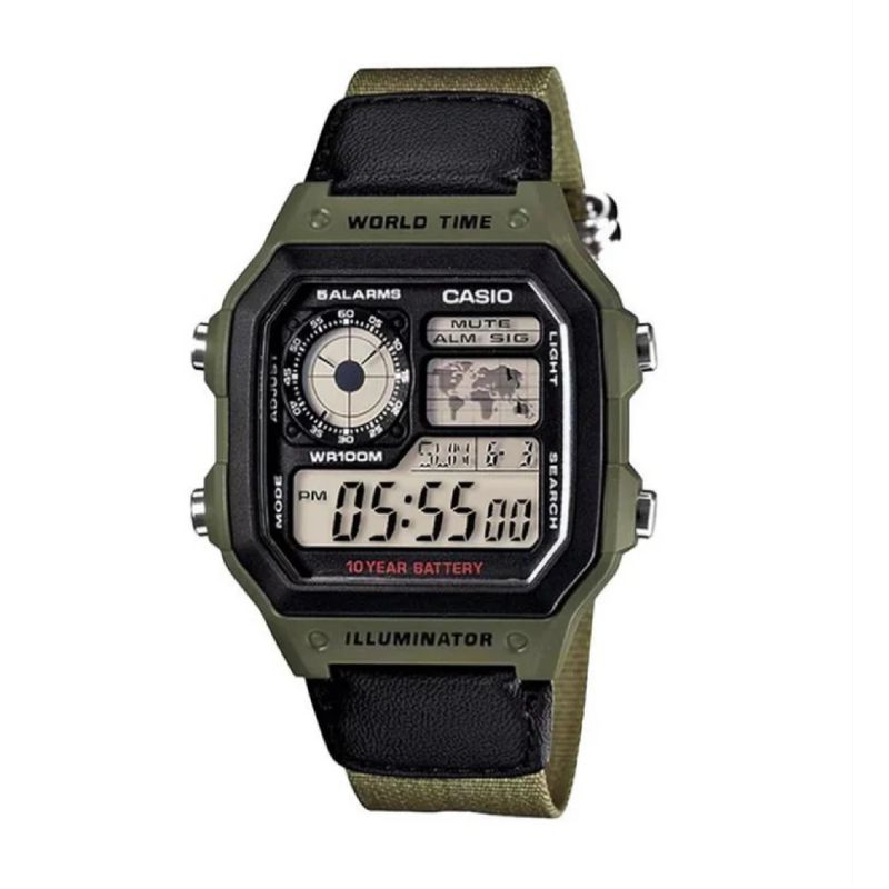CASIO - Reloj Ae-1200whb-3bv Hombre Digital Cuero Textil CASIO