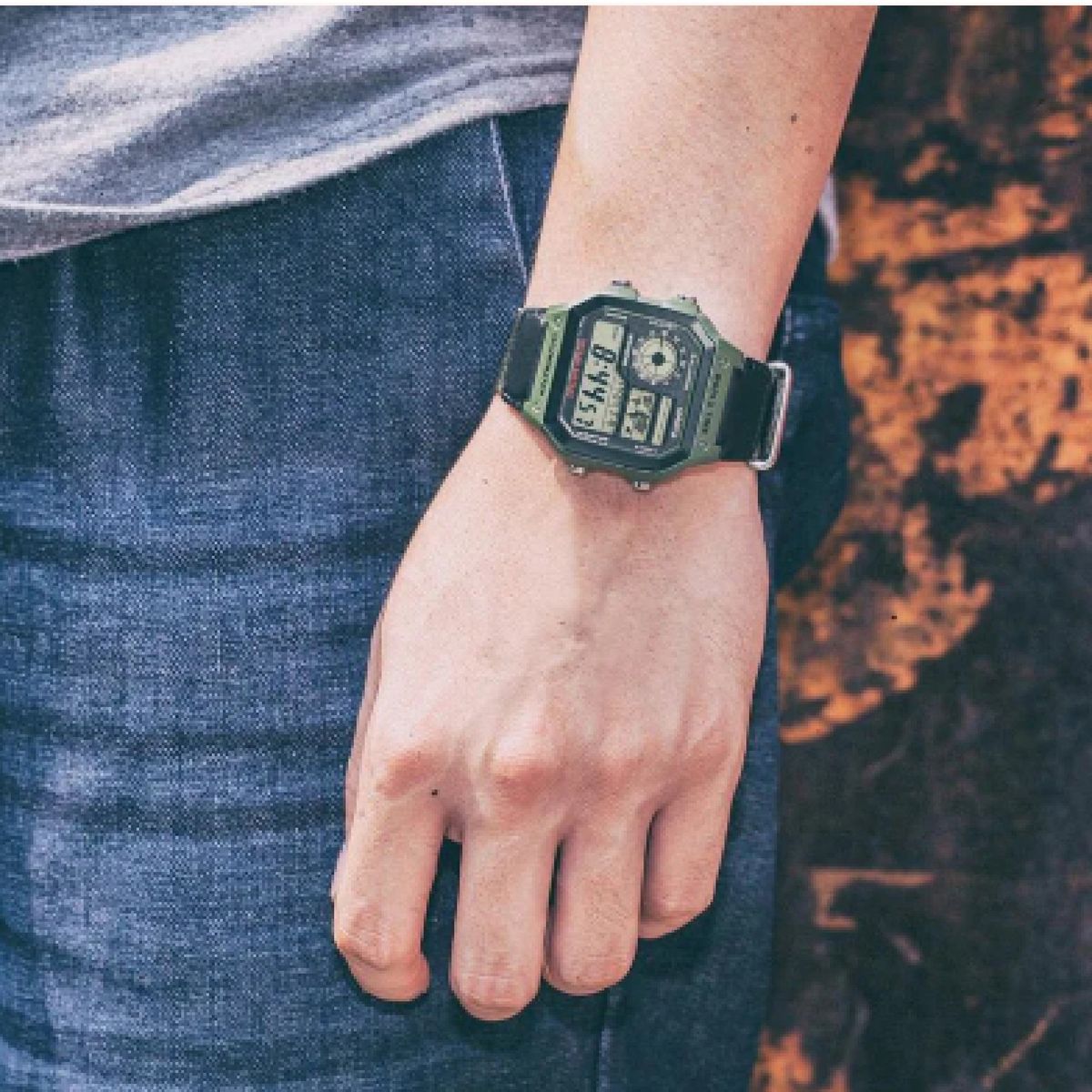 CASIO - Reloj Ae-1200whb-3bv Hombre Digital Cuero Textil CASIO