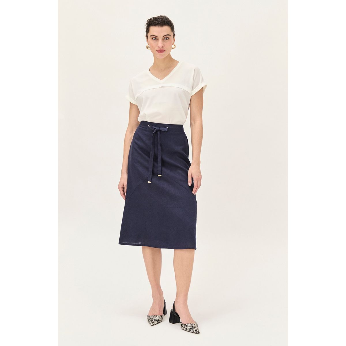 MA GRIFFE - Falda Larga Azul Marino Mujer Magriffe