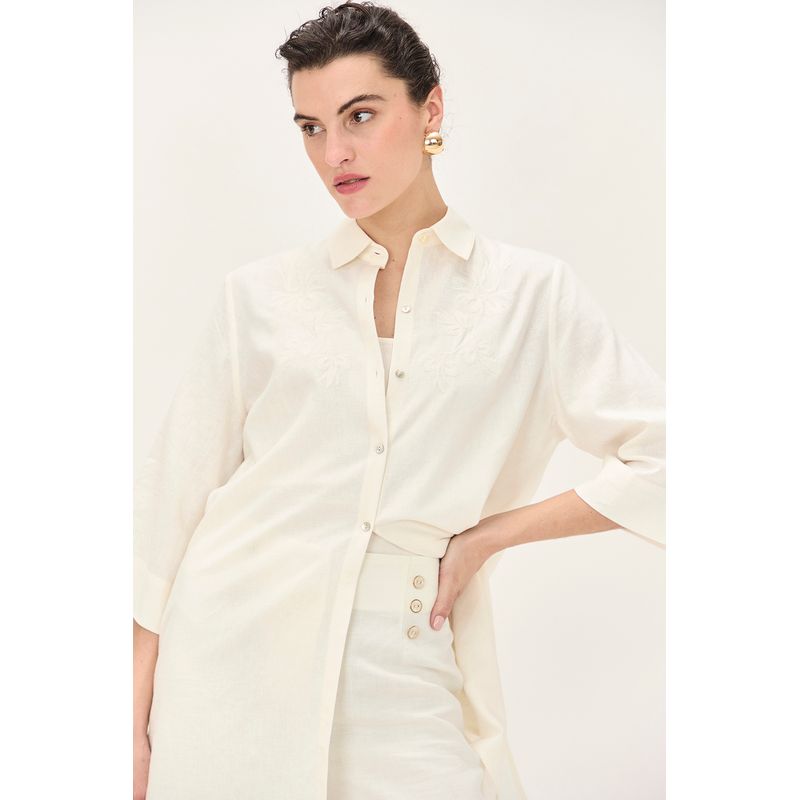 MA GRIFFE - Tapado Camisero Lino Crudo Magriffe