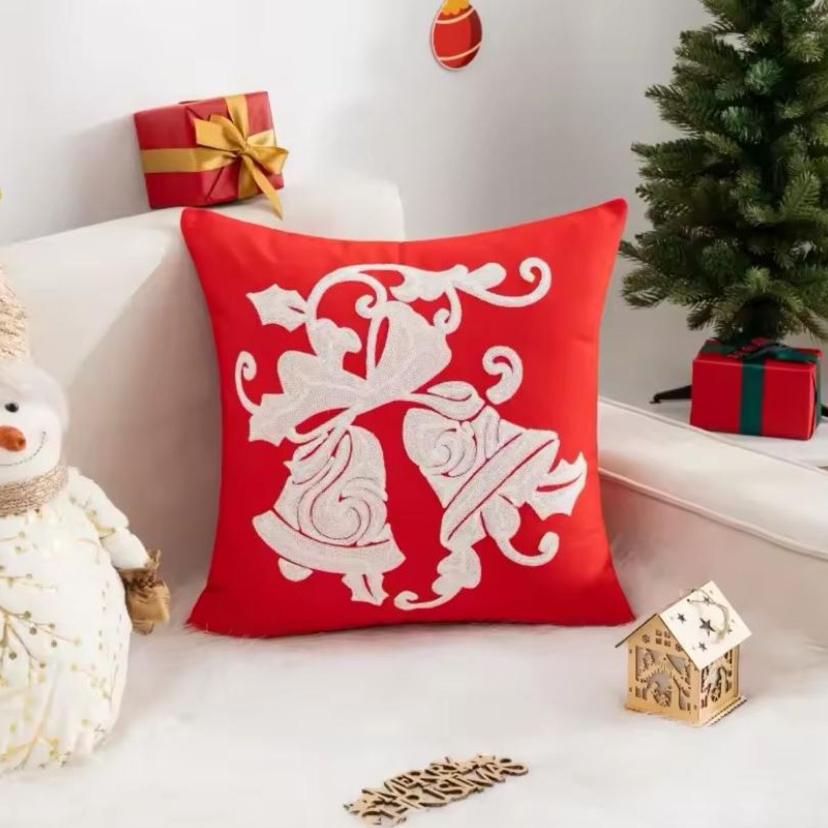 GENERICO - Pack de 4 Fundas De Cojín De Navidad De 45x45 Cm Con Bordado