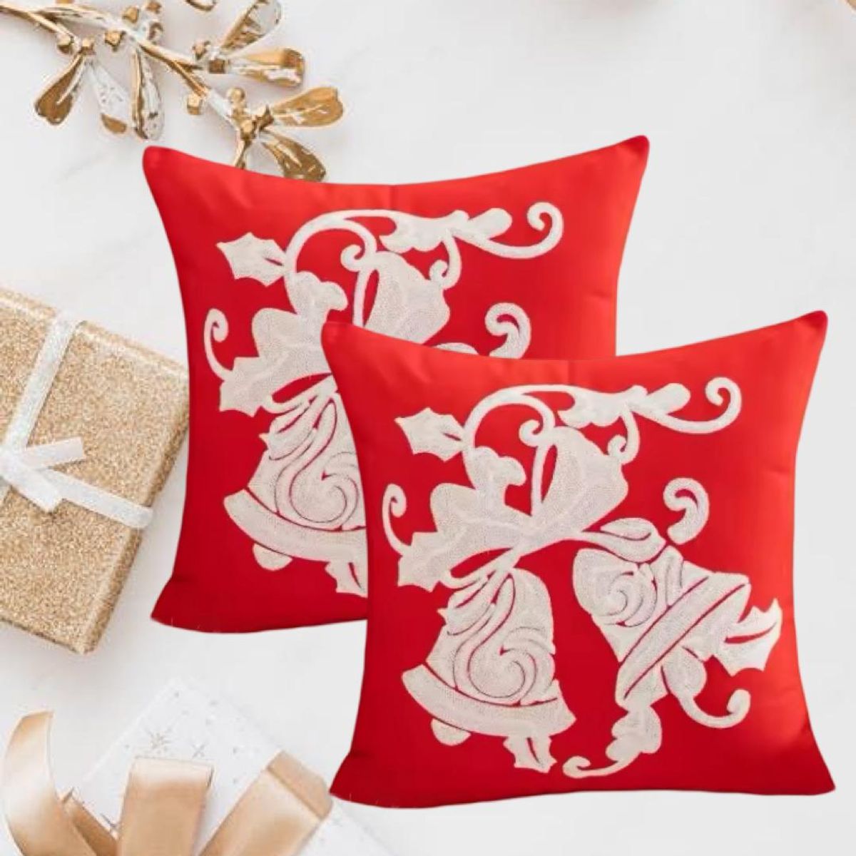 GENERICO - Pack de 4 Fundas De Cojín De Navidad De 45x45 Cm Con Bordado