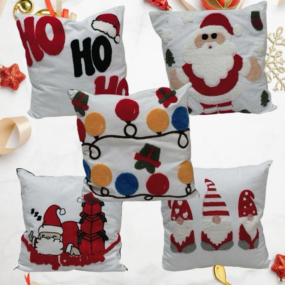 GENERICO - Pack de 5 Fundas De Cojín De Navidad De 45x45 Cm Modelos surtidos