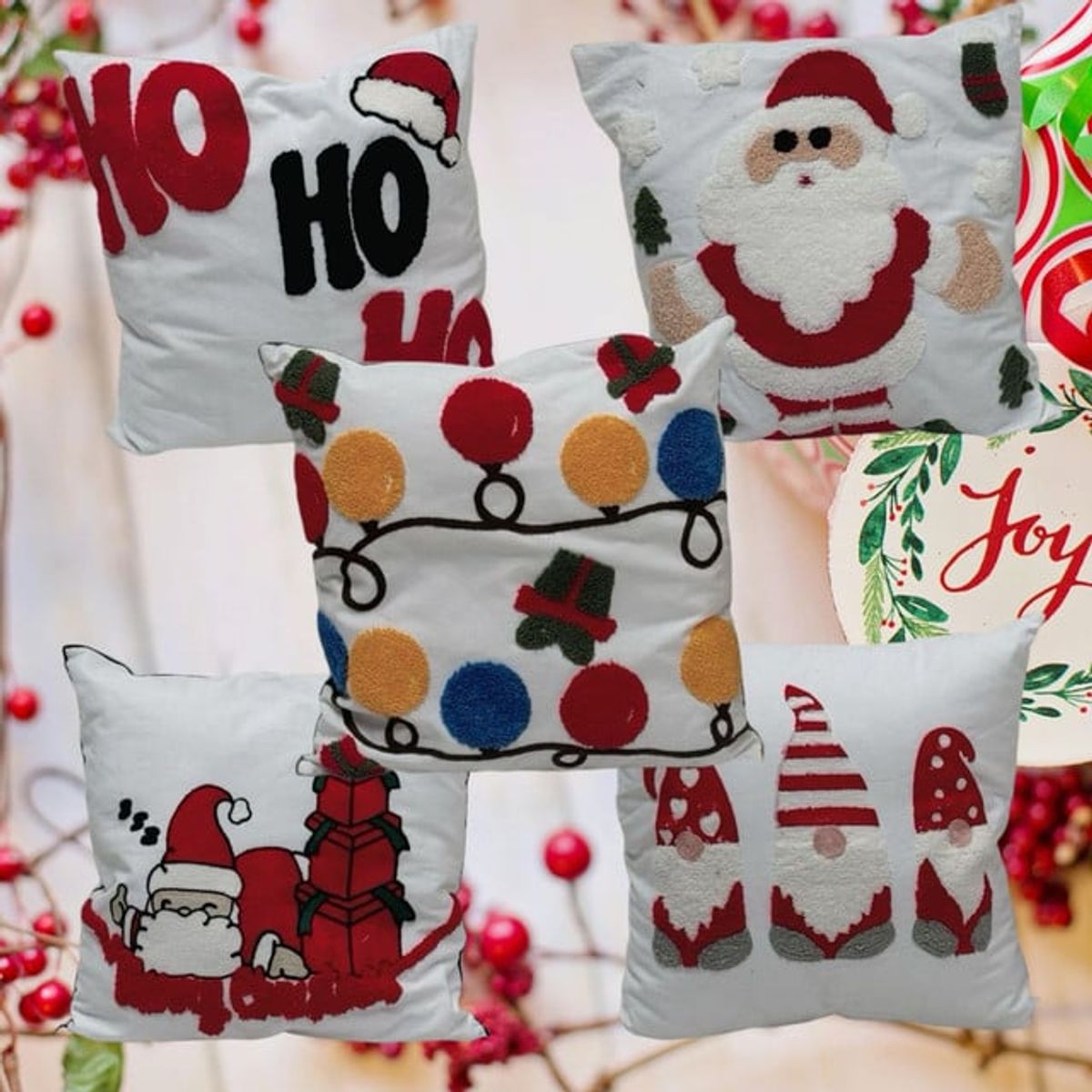 GENERICO - Pack de 5 Fundas De Cojín De Navidad De 45x45 Cm Modelos surtidos
