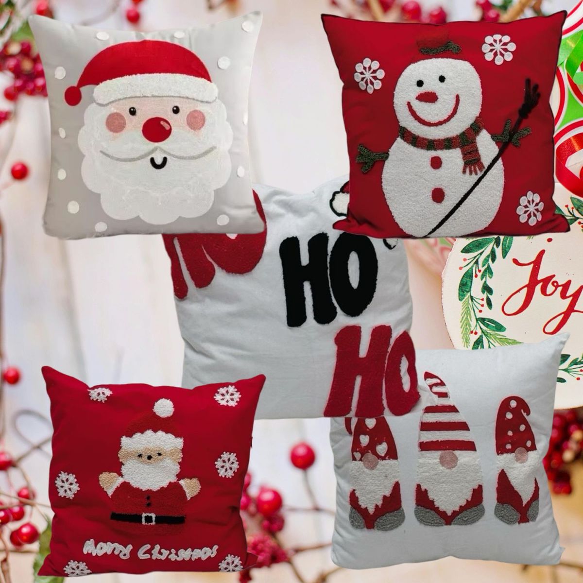 GENERICO - Pack de 5 Fundas De Cojín De Navidad De 45x45 Cm Modelos surtidos
