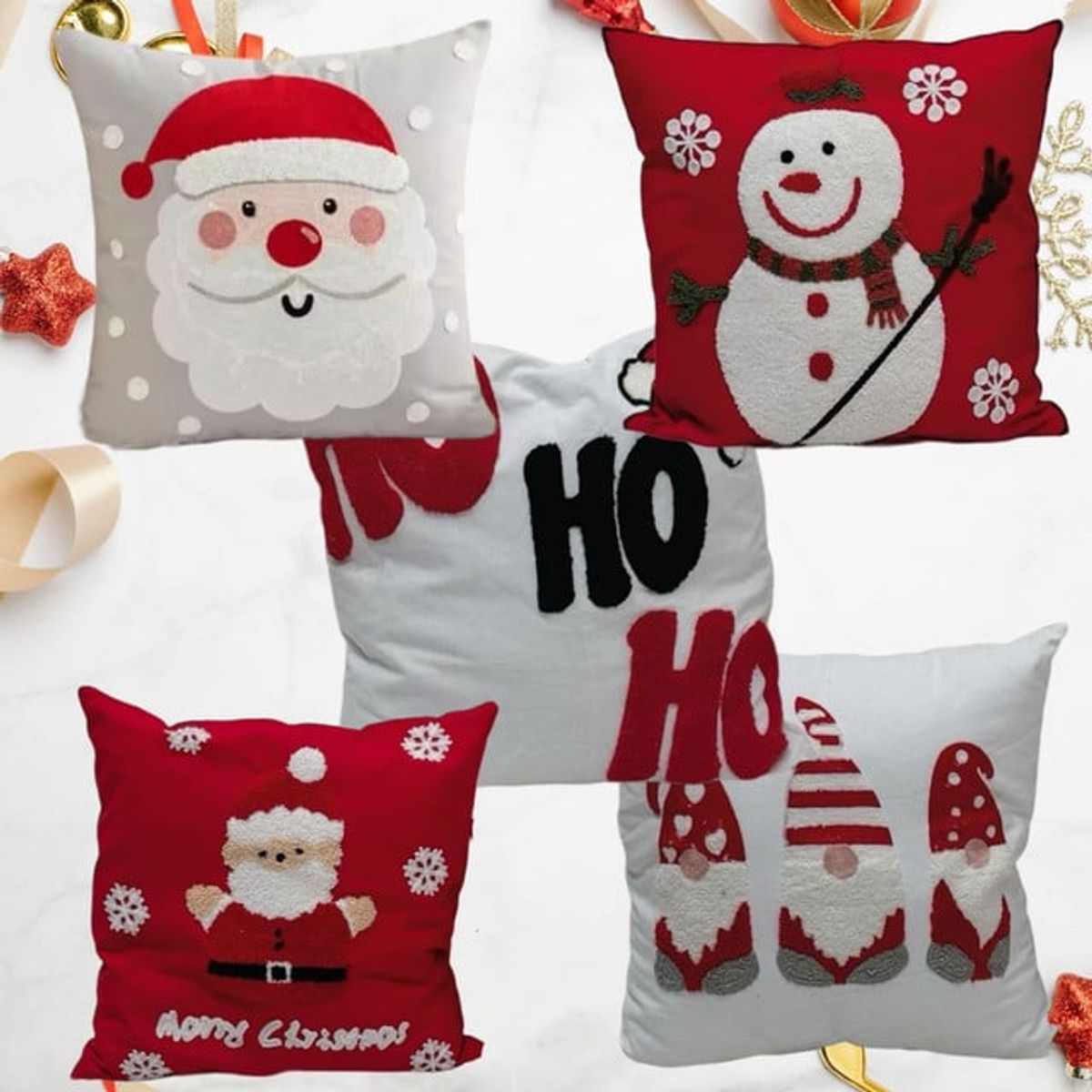 GENERICO - Pack de 5 Fundas De Cojín De Navidad De 45x45 Cm Modelos surtidos
