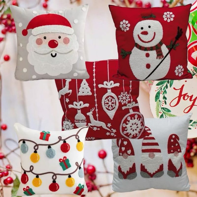 GENERICO - Pack de 5 Fundas De Cojín De Navidad De 45x45 Cm Modelos surtidos