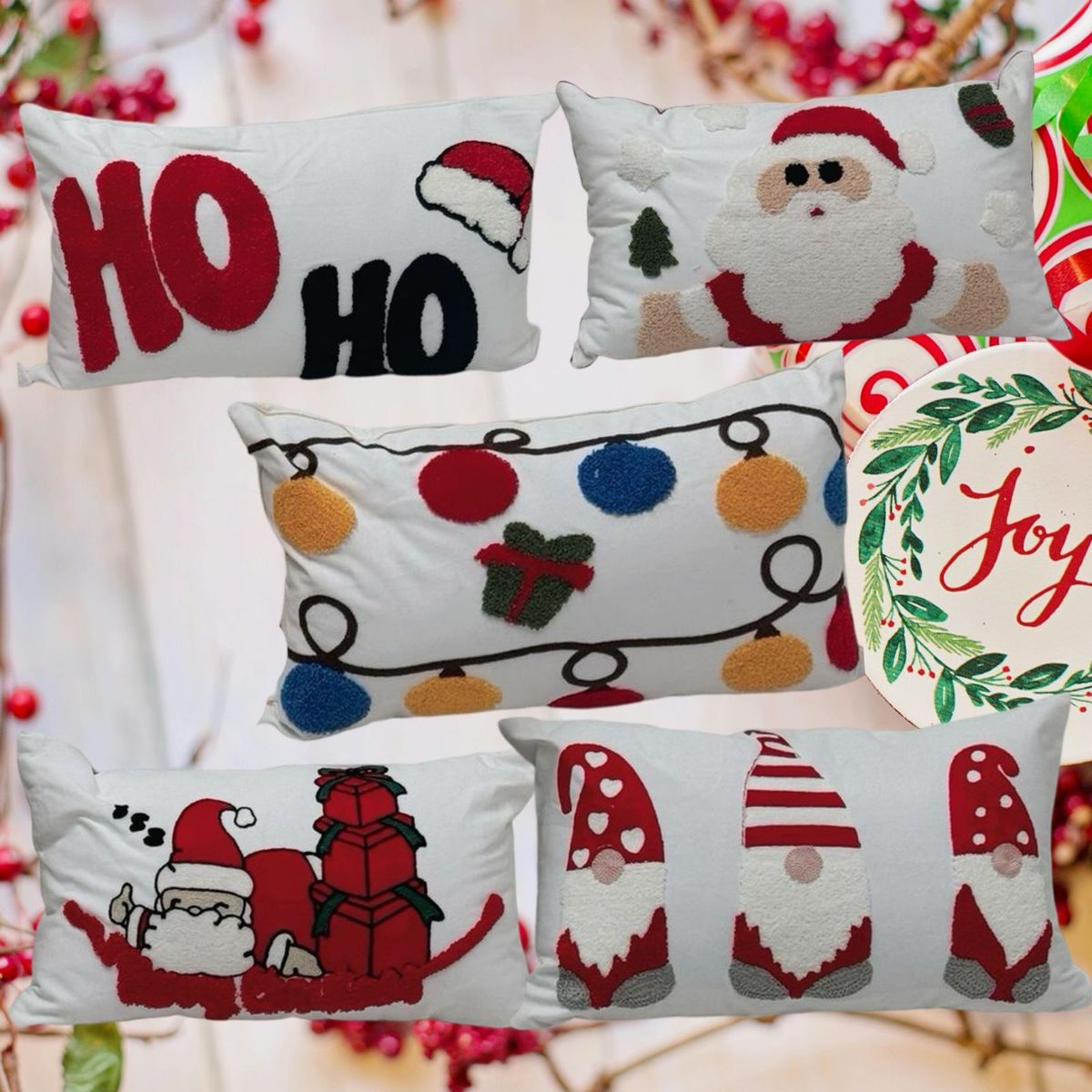 GENERICO - Pack de 5 Fundas De Cojín De Navidad De 30x45 Cm Con Bordado