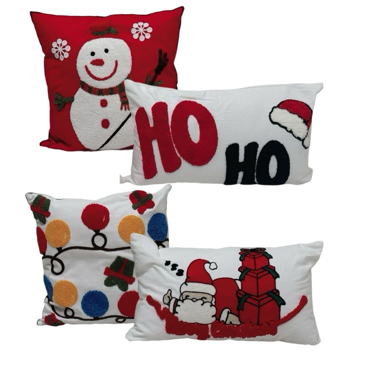 GENERICO - Pack de 4 Fundas De Cojín De Navidad Con Bordado