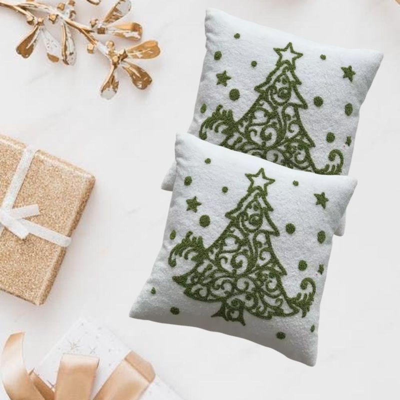 GENERICO - Pack de 4 Fundas De Cojín De Navidad De 45x45 Cm Con Bordado