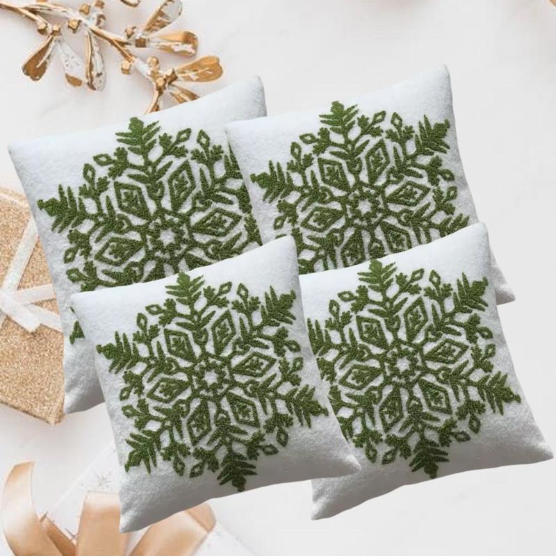 GENERICO - Pack de 4 Fundas De Cojín De Navidad De 45x45 Cm Con Bordado