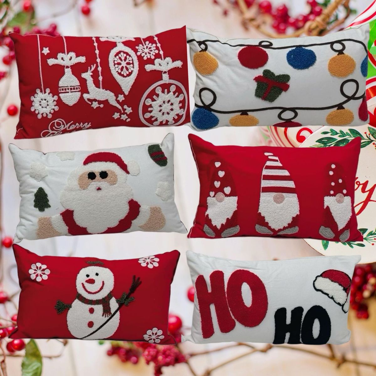 GENERICO - Pack de 6 Fundas De Cojín De Navidad De 30x45 Cm Modelos surtidos