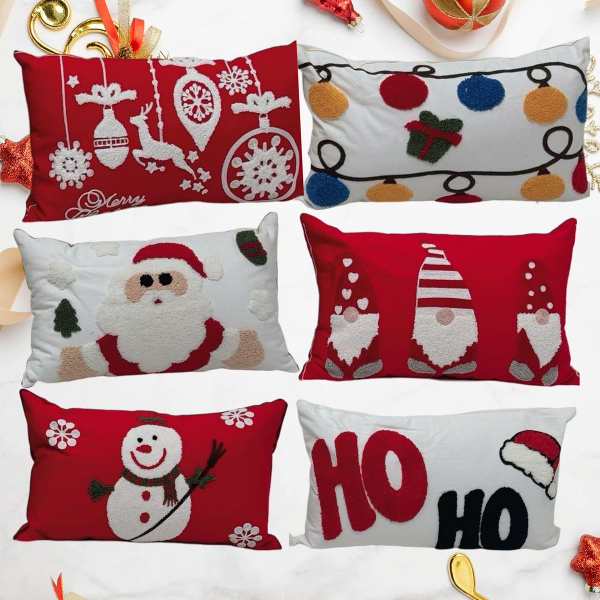 GENERICO - Pack de 6 Fundas De Cojín De Navidad De 30x45 Cm Modelos surtidos