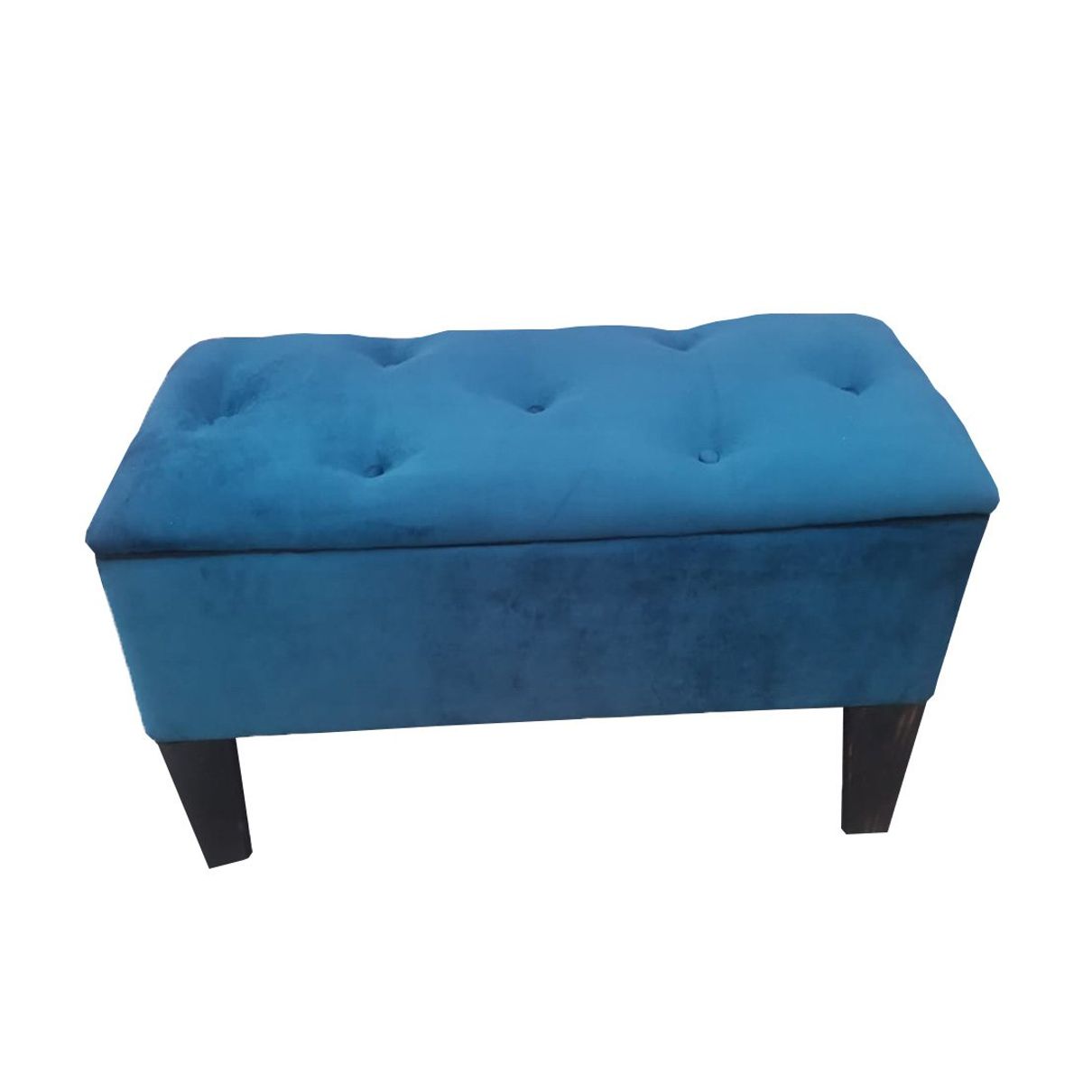 MUEBLES HVM - Banqueta Baúl Hvm Azul Marino Felpa