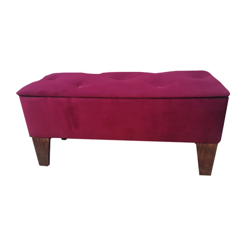 MUEBLES HVM - Banqueta Baúl Hvm Fucsia Felpa