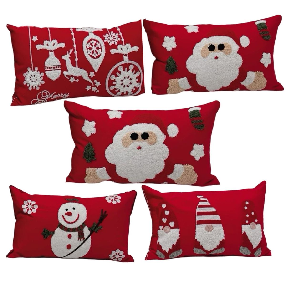 GENERICO - Pack de 5 Fundas De Cojín De Navidad De 30x45 Cm Con Bordado