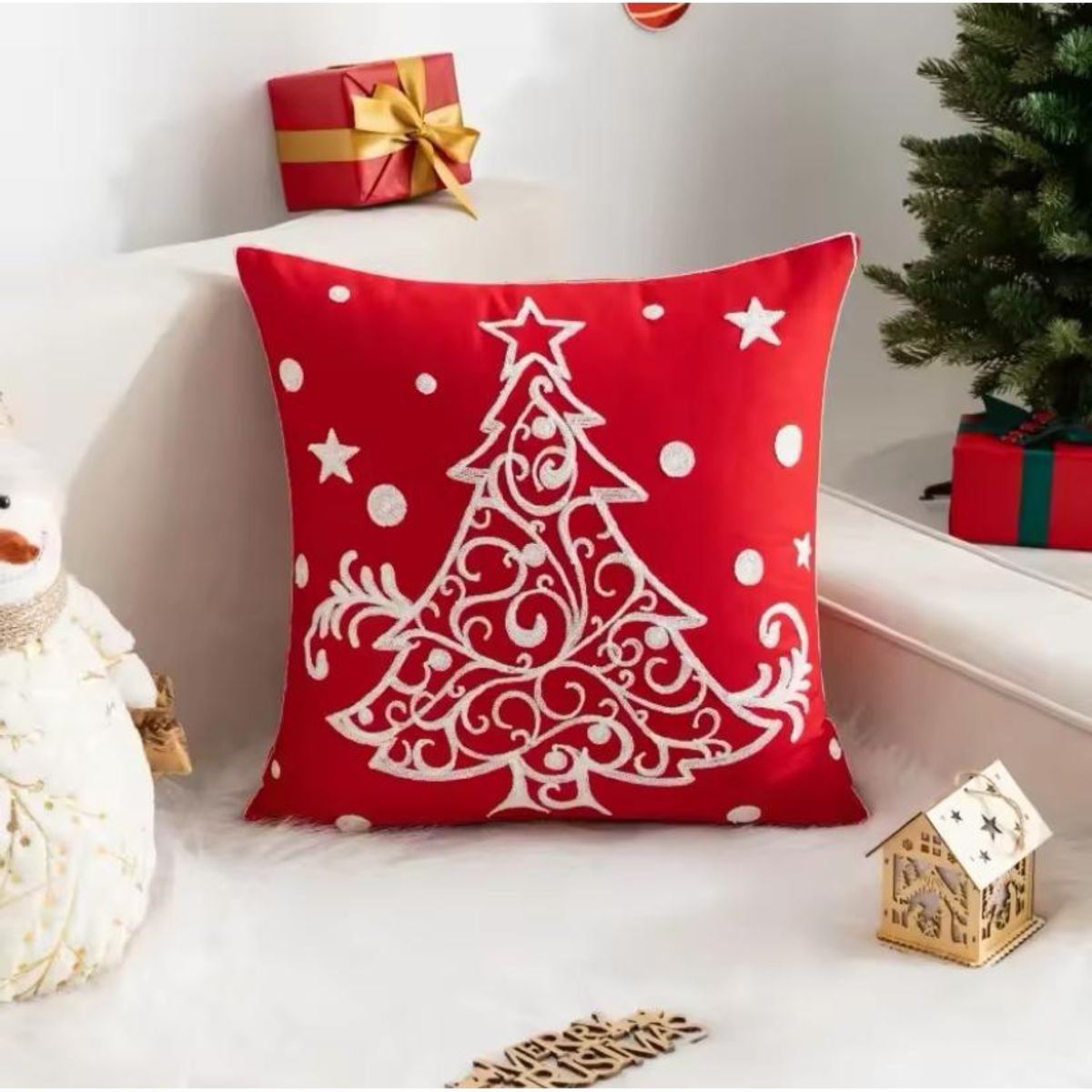 Pack de 4 Fundas De Cojín De Navidad De 45x45 Cm Con Bordado, marca GENERICO - Foto Principal