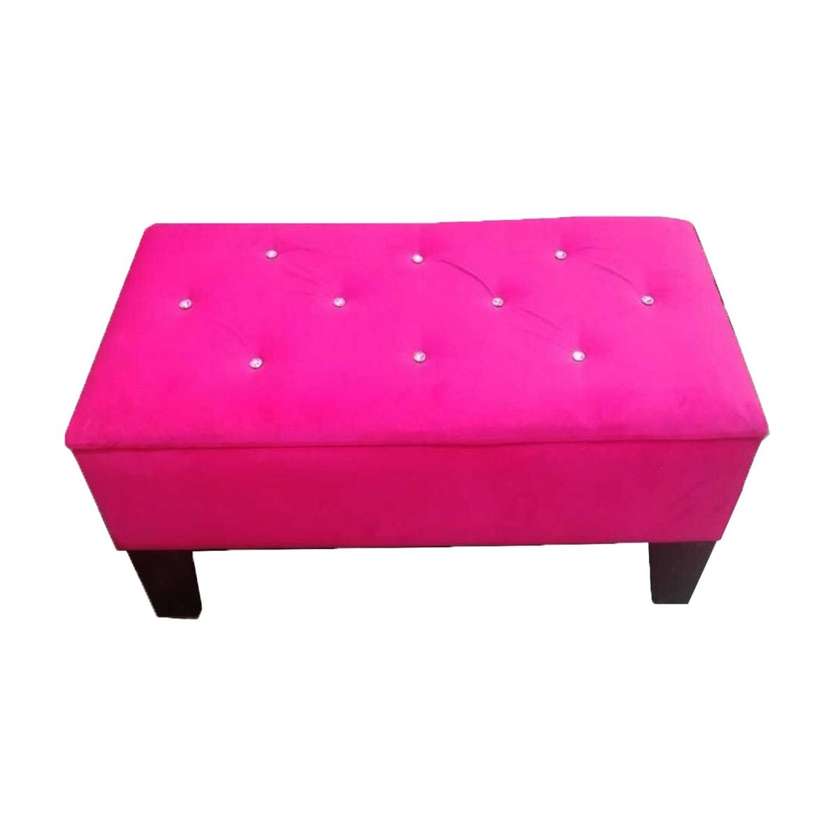 MUEBLES HVM - Banqueta Baúl Hvm Fucsia Felpa