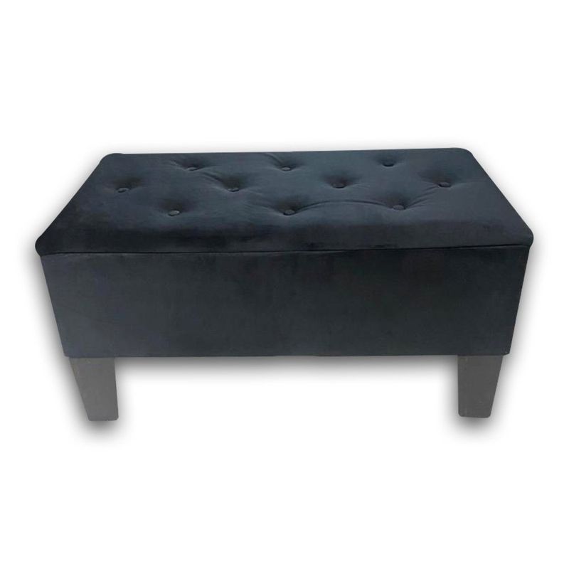 MUEBLES HVM - Banqueta Baúl Hvm Negro Felpa