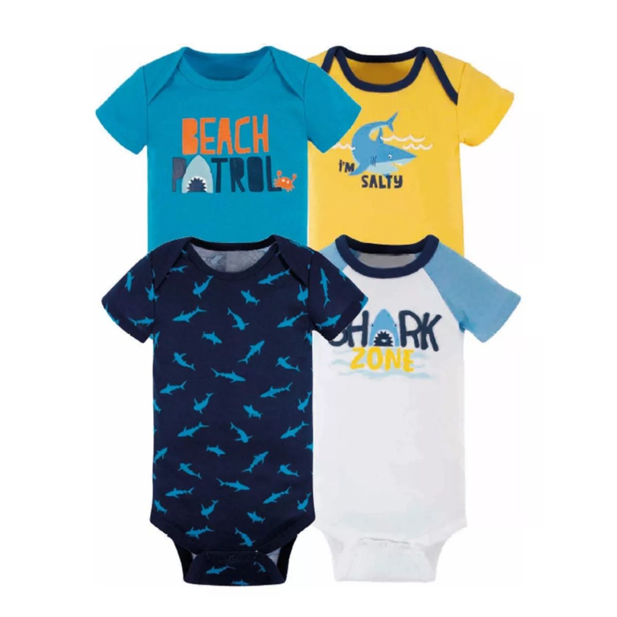 TEDMIMAK - Pack de 4 Bodies Shark bebé Niño