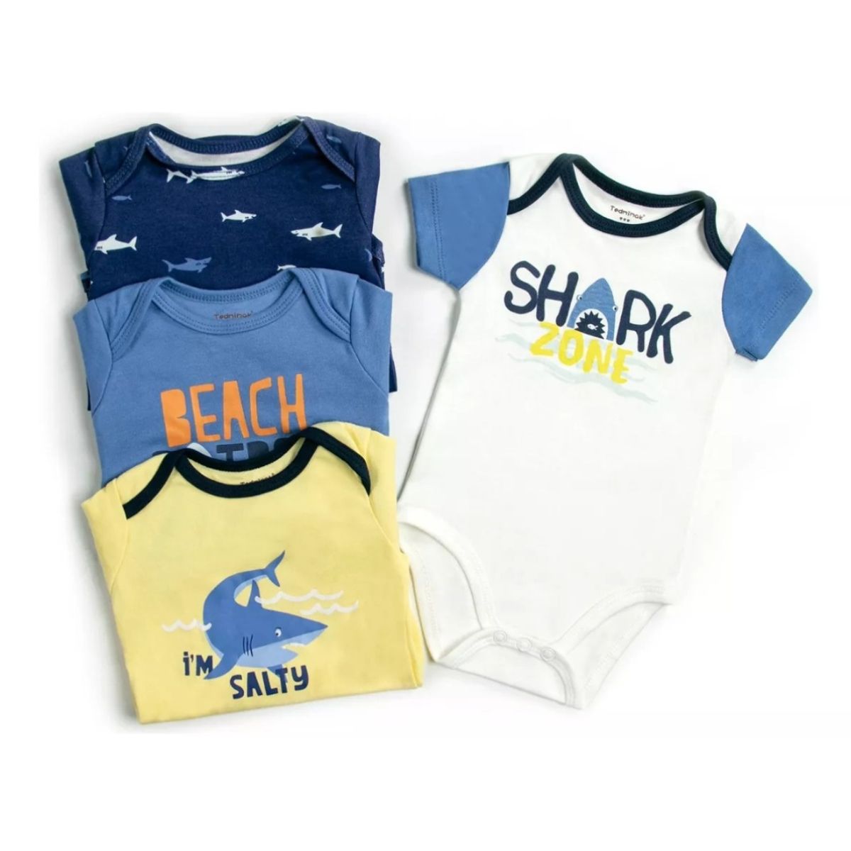 TEDMIMAK - Pack de 4 Bodies Shark bebé Niño